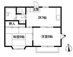 落合ハイツ 2DKの間取図画像