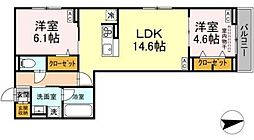 狛江市東和泉3丁目アパート 2LDKの間取図画像