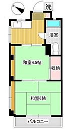 東武伊勢崎線 西新井駅 徒歩6分の賃貸マンション 2階2Kの間取り