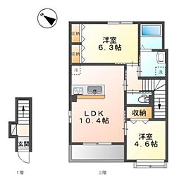 グリーンベル 2LDKの間取図画像