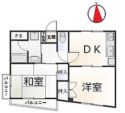 カームハイツ 2DKの間取図画像