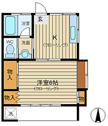 ハイツたちばな 1Kの間取図画像