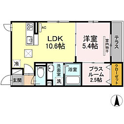サンモールクレスト 1SLDKの間取図画像