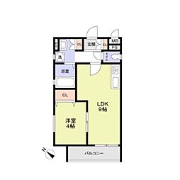 CASA CALMA南江口 1LDKの間取図画像
