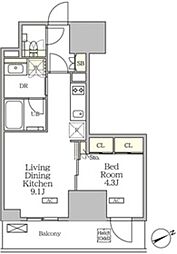 ザ・パークハビオ大森山王 1LDKの間取図画像