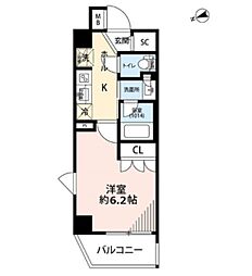 プレール・ドゥーク品川南大井 1Kの間取図画像