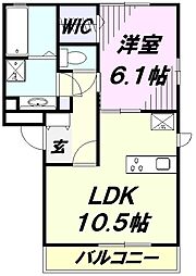 ネフェルタリ 2階1LDKの間取り