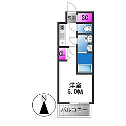 エスリード大阪イーストエッジ 1Kの間取図画像
