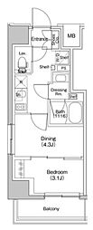 ザ・パークハビオ川口 1DKの間取図画像