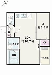 Jack koshinV 1LDKの間取図画像