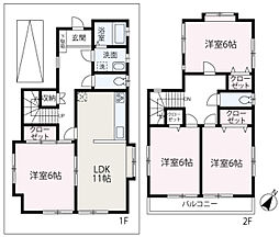 西弁財1丁目貸家 2階4LDKの間取り