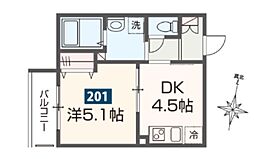MELDIA西所沢2 1DKの間取図画像
