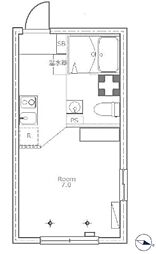たすきCRASSO都立大学A棟 ワンルームの間取図画像