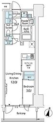 リビオ北品川リバーサイドテラス 1SLDKの間取図画像