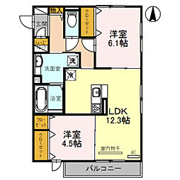 オルソA 2LDKの間取図画像
