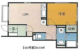 フェリオ 1LDKの間取図画像