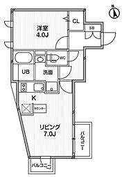 ルクレ東新宿 1LDKの間取図画像