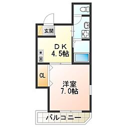 カーサフェリーチェ 1DKの間取図画像