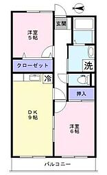 ルプソアール 2DKの間取図画像