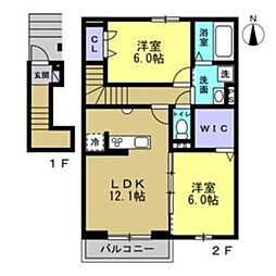 ルミエールK6 2LDKの間取図画像