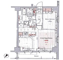 グレンドール新宿牛込柳町 1LDKの間取図画像