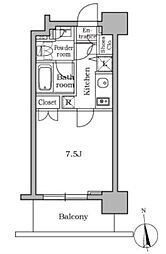 レジディア三軒茶屋 1Kの間取図画像