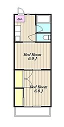 相模原ヴィレッヂ 2Kの間取図画像