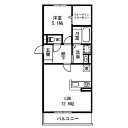 ミルソレアード 1LDKの間取図画像