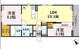 シャルムコート 2LDKの間取図画像
