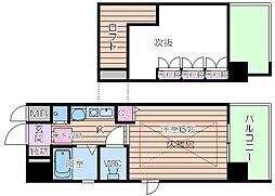 エステムコート梅田東アクアパレス 4階1Kの間取り