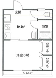 バーデンメモリアル 1DKの間取図画像