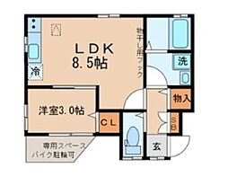 コランダム 1LDKの間取図画像