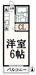 中屋ビル 1Kの間取図画像