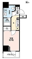 プレール・ドゥーク大森町 1Kの間取図画像