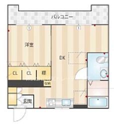 ラピス等々力 1DKの間取図画像