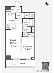 アルファプライム東陽町 9階1LDKの間取り