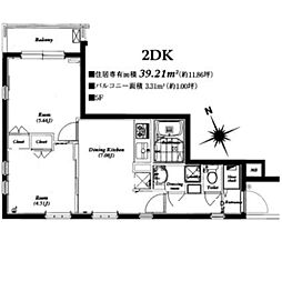 パレ・ホームズ新橋 2DKの間取図画像