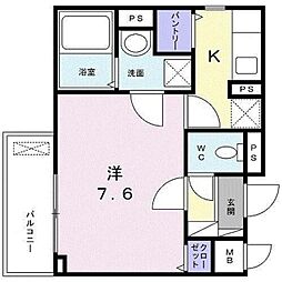 エイトウッズ淵野辺 1Kの間取図画像