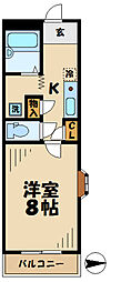 アドラブールK 1Kの間取図画像