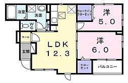 西東京市中町3丁目アパート 2LDKの間取図画像