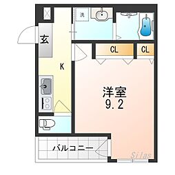 フジパレス今川公園I番館 1Kの間取図画像