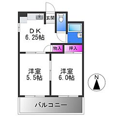シャトー大広 2DKの間取図画像