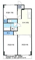 パレ・エスト城山 3DKの間取図画像