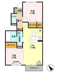 フローリッシュ2 2LDKの間取図画像