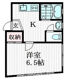 サンコーポ2 1Kの間取図画像
