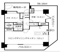 プレステージ山手県庁通り 2LDKの間取図画像