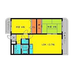 ベルハウス春日 2LDKの間取図画像