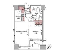 パークアクシス白金台 1LDKの間取図画像