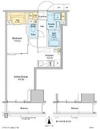 プラウドフラット四谷三丁目 1LDKの間取図画像