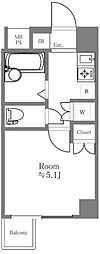 シンシア蒲田 1Kの間取図画像